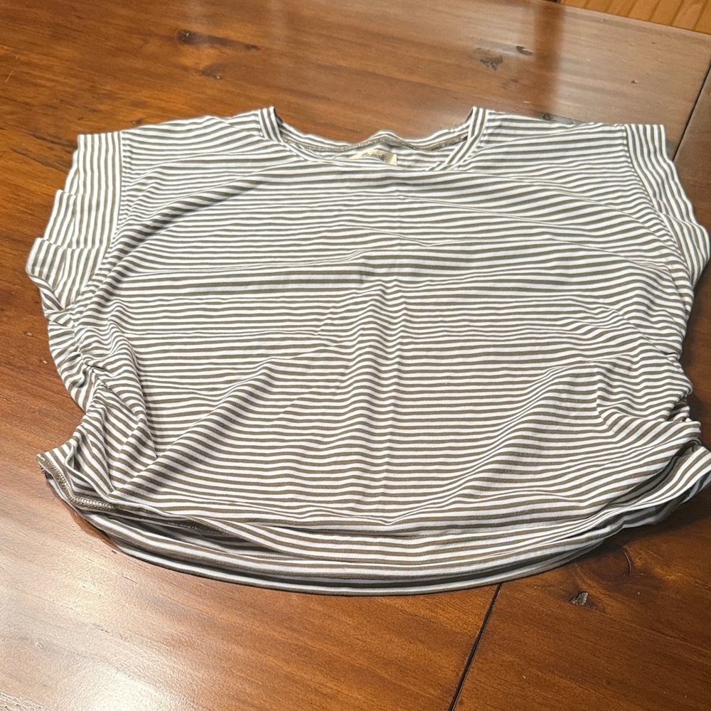 Madewell Gray/tan  Striped Short Sleeve Tee